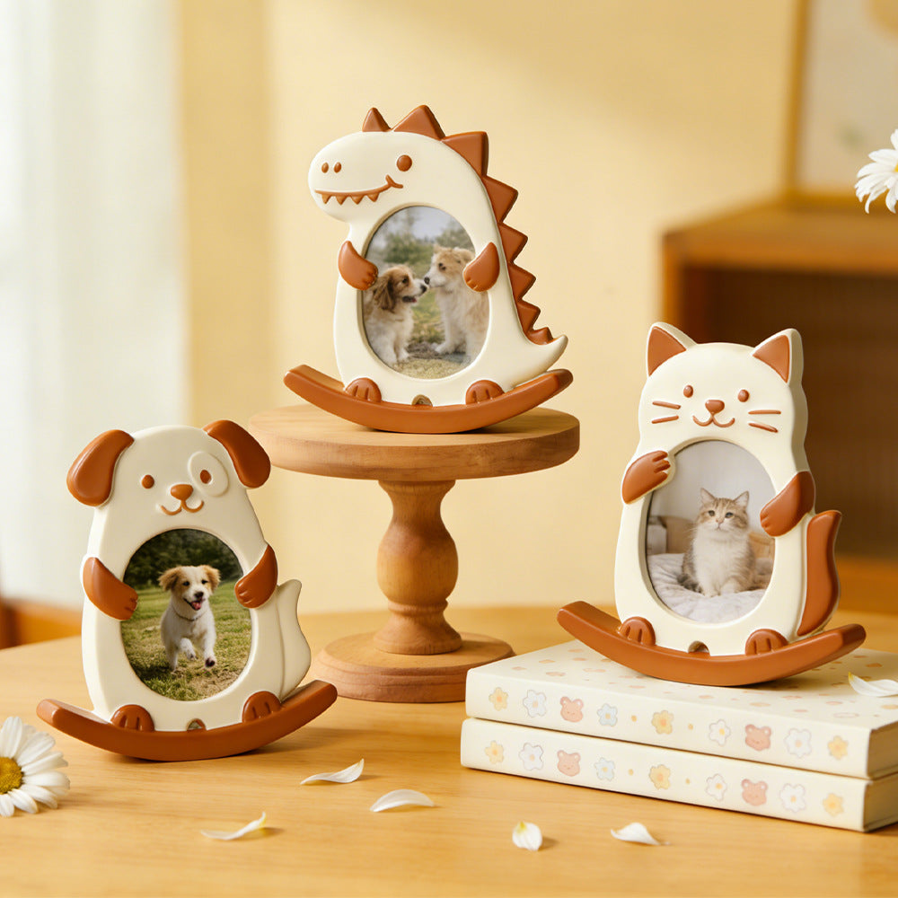 Cat, Dog & Dinosaur Seesaw Photo Frame Resin Mold