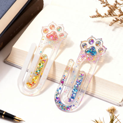 2pcs Adorable Cat Paw Paperclip Bookmark Resin Molds