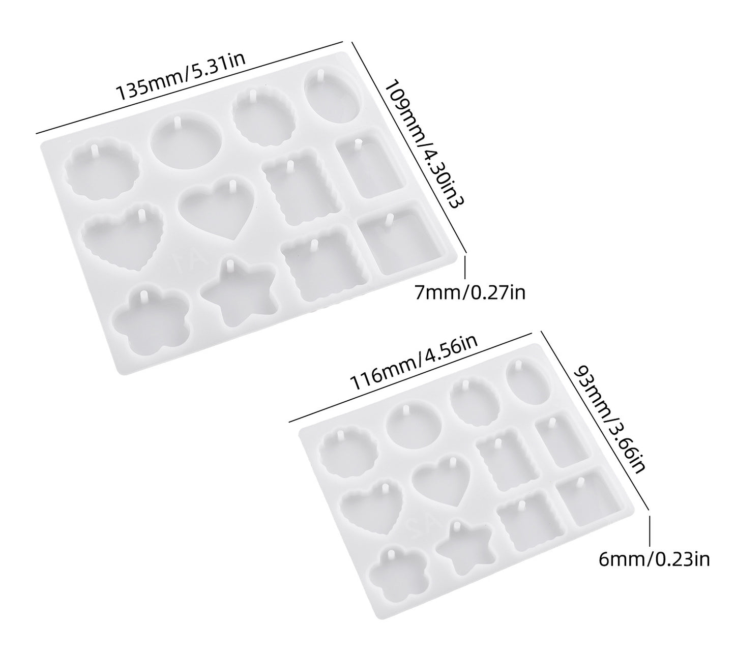 2pcs Jewelry Embellishment Resin Mold Set with Holes