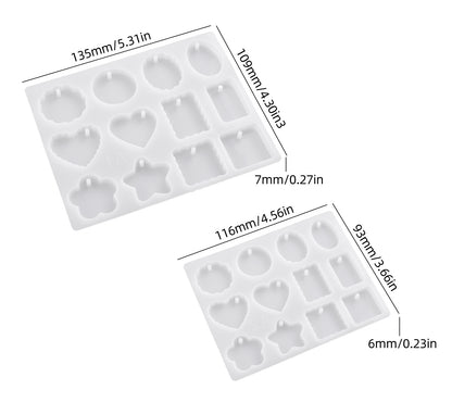 2pcs Jewelry Embellishment Resin Mold Set with Holes
