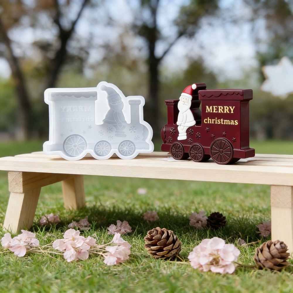 Santa Claus Christmas Train Figurine Resin Mold
