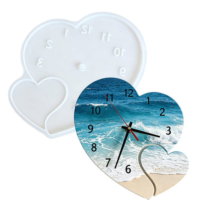 Double-Warped Heart Clock Resin Mold
