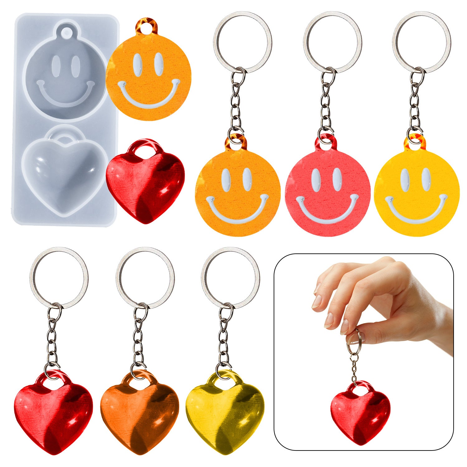 Puffy Heart Shape Smiley Face Pendant Resin Mold – IntoResin
