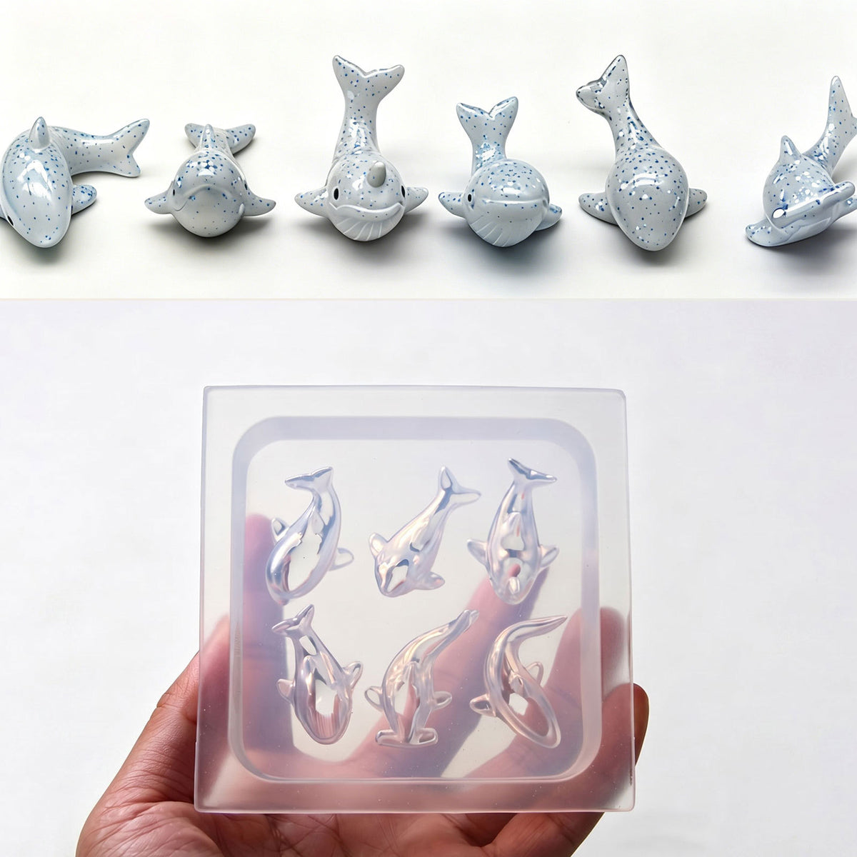 6-in-1 Mini Ocean Animals 3D Silicone Resin Mold