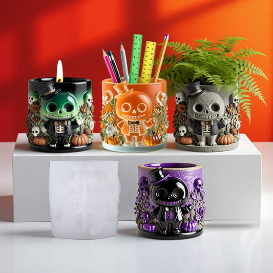 Adorable Skeleton in A Suit Storage Jar Ornament Resin Mold