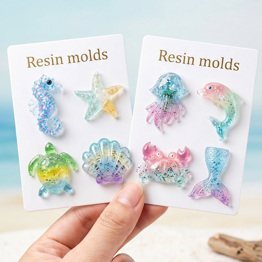 8pcs Ocean Animal Pendant Keychain & Bag Charm Resin Mold Set