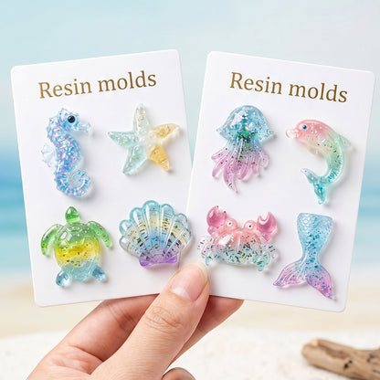 8pcs Ocean Animal Pendant Keychain & Bag Charm Resin Mold Set