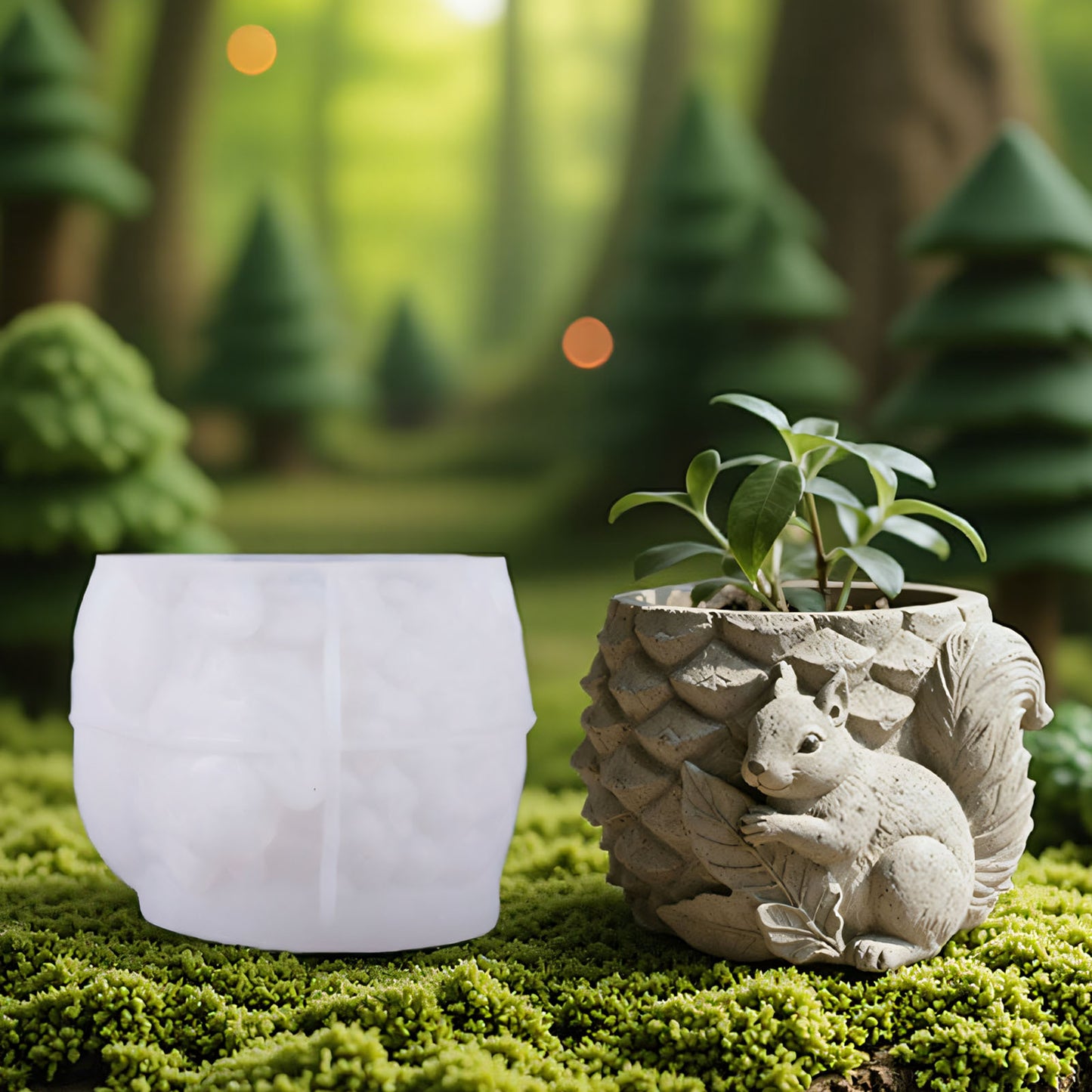 Squirrel Pinecone Storage Jar Resin Mold