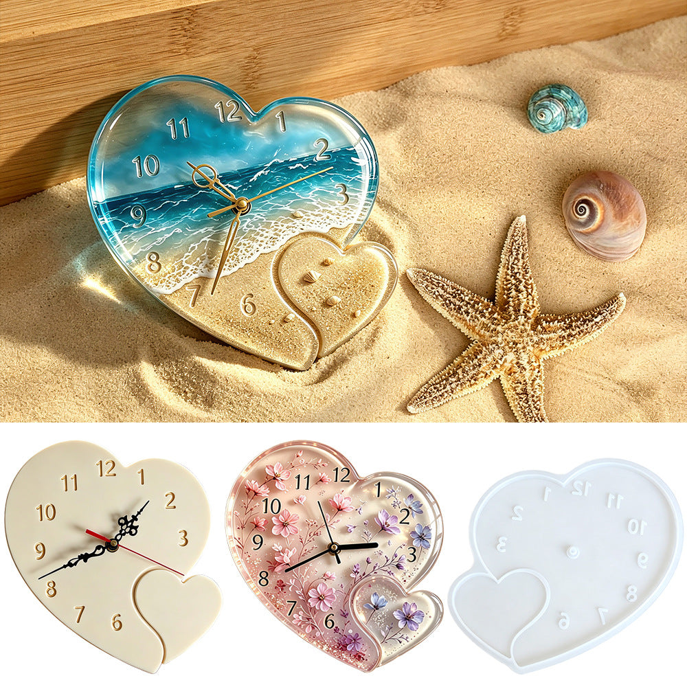 Double-Warped Heart Clock Resin Mold