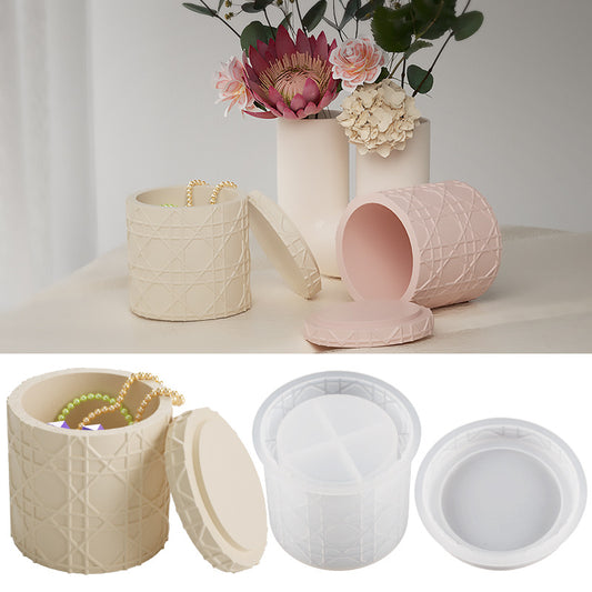 Rattan Patterned Storage Jar Resin Molds