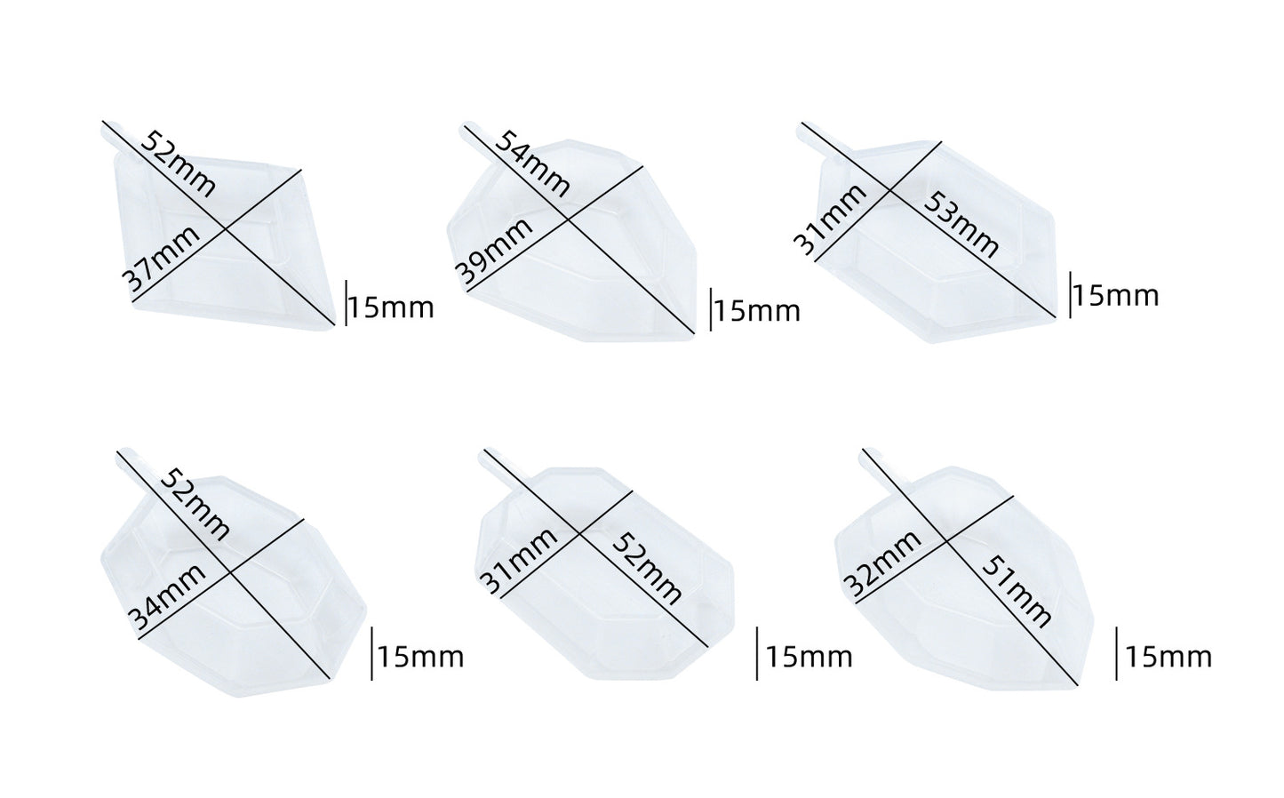 6pcs Crystal Jewelry Resin Molds