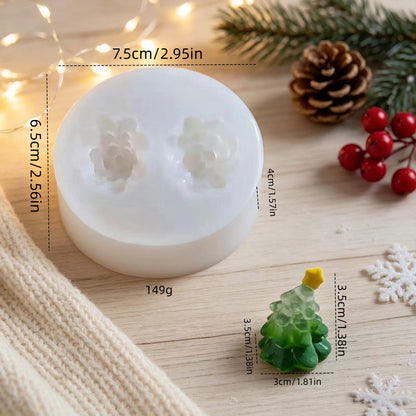 2-in-1 Cute Tilted Mini Christmas Tree Figurine Resin Mold