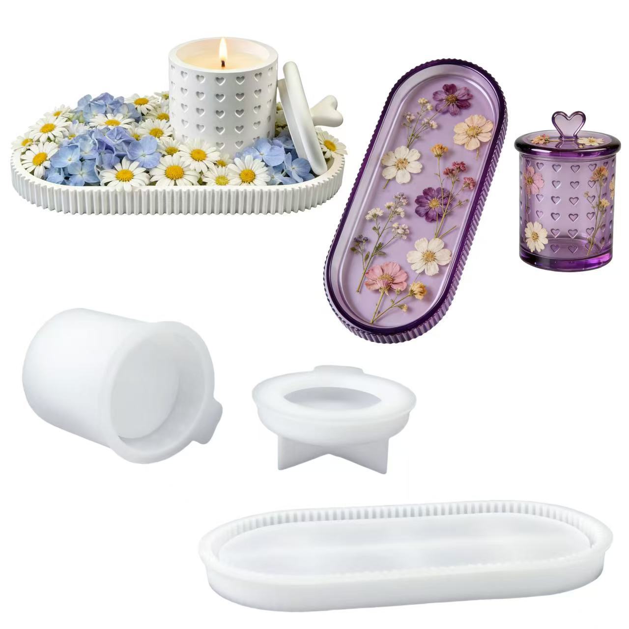 Full Heart-Shaped Storage Jar Resin Mold Set