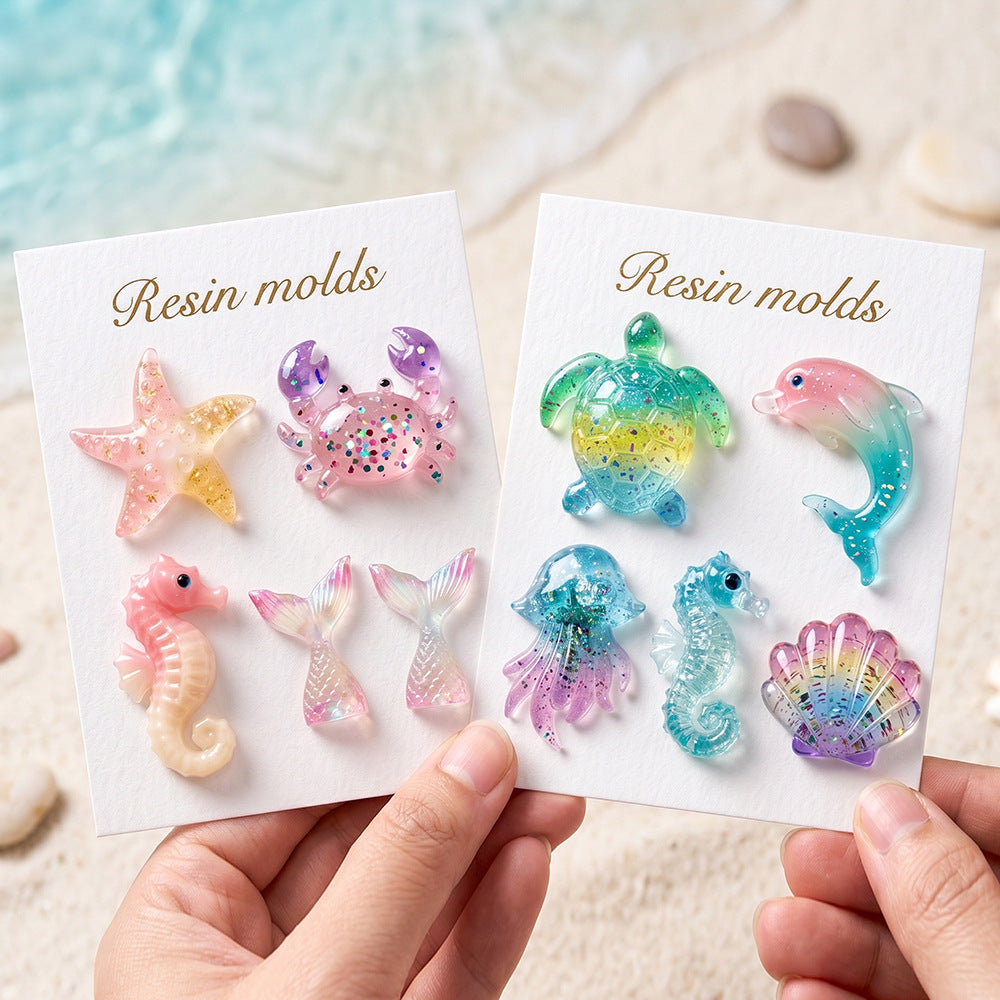 8pcs Ocean Animal Pendant Keychain & Bag Charm Resin Mold Set