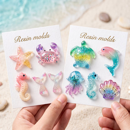 8pcs Ocean Animal Pendant Keychain & Bag Charm Resin Mold Set