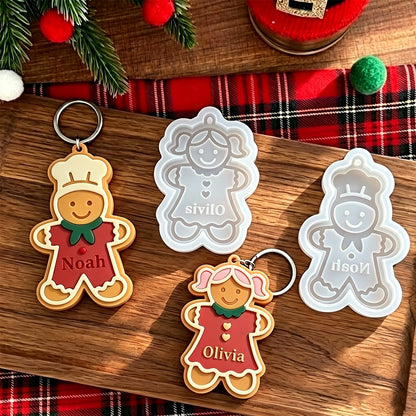 5-Piece Gingerbread Man Christmas Ornament Resin Mold Set