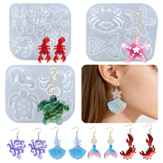 3pcs Marine Creature Pendant Resin Mold