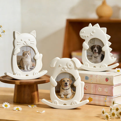 Cat, Dog & Dinosaur Seesaw Photo Frame Resin Mold