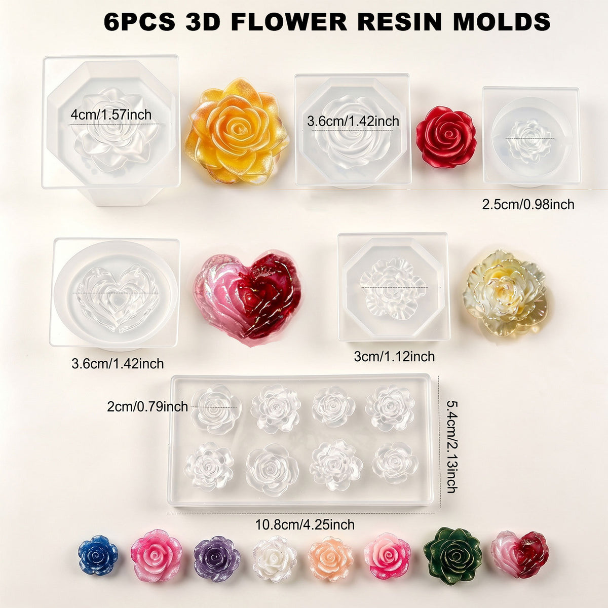 Rose Flower Decorative Resin Mold for UV Resin