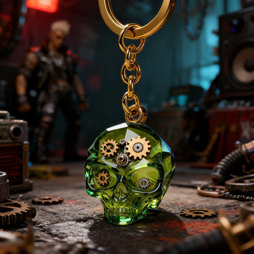2pcs Alien Skull & Human Skull Keychain Resin Mold