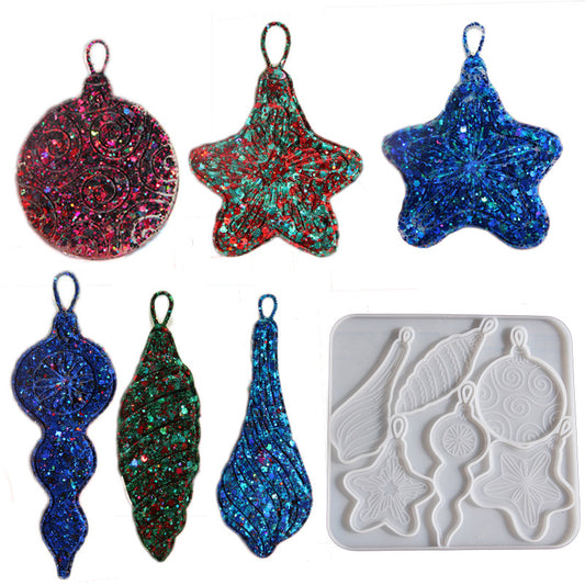 Molde de resina colgante navideño de estrella de mar y caracola grande 