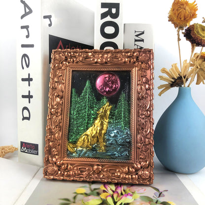 Moon Wolf Square Photo Frame Ornament Resin Mold
