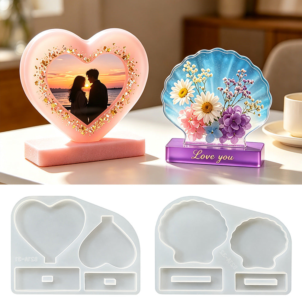 Heart-Shaped Shell Photo Frame Resin Mold