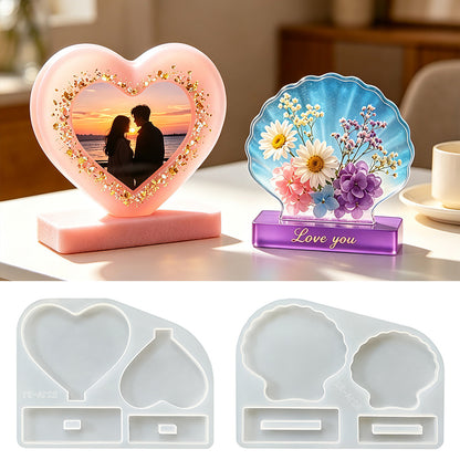 Heart-Shaped Shell Photo Frame Resin Mold