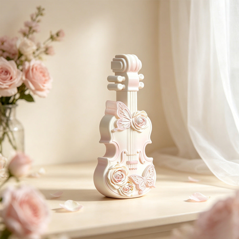 Elegant Butterfly Flower Violin Figurine Resin Mold