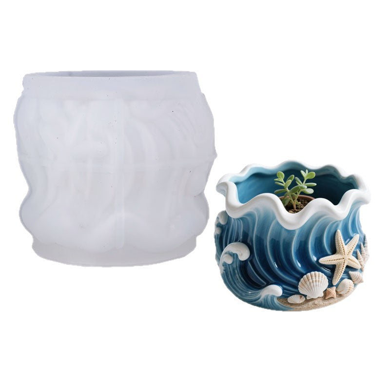 Wave-Shaped Storage Jar Resin Mold