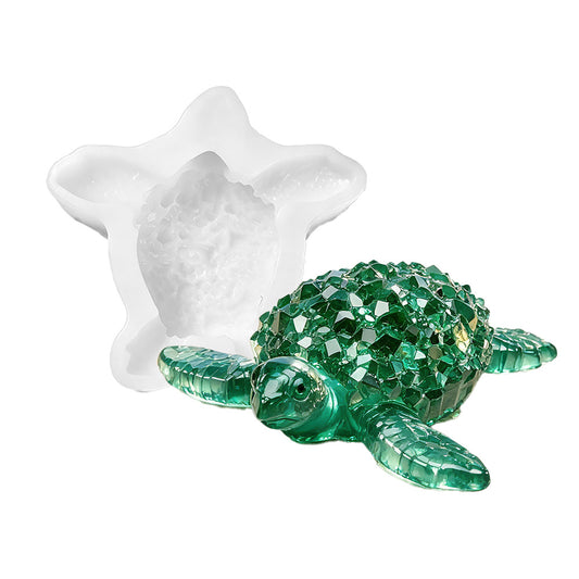 Crystal Cluster Diamond Turtle Figurine Resin Mold