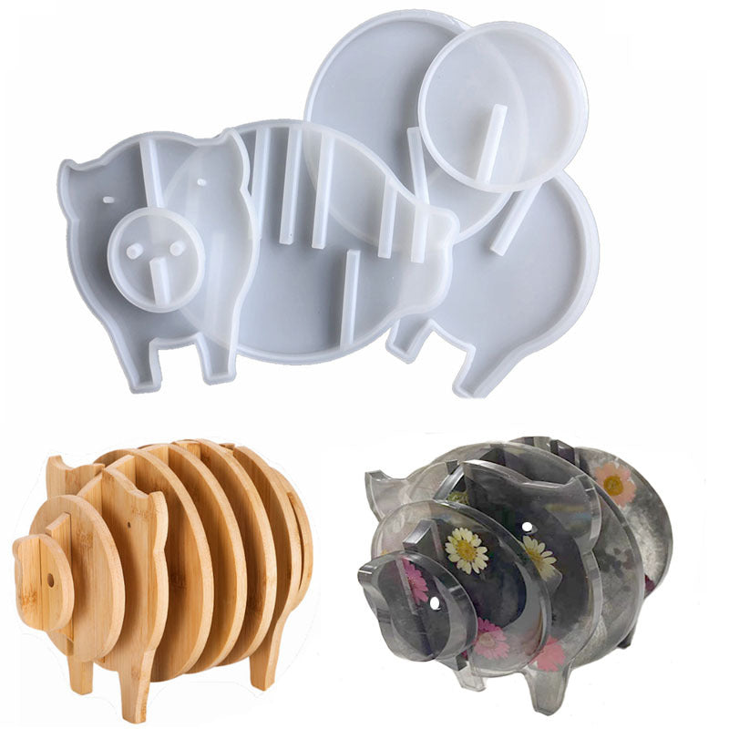 6pcs Piggy Coaster Resin Molds