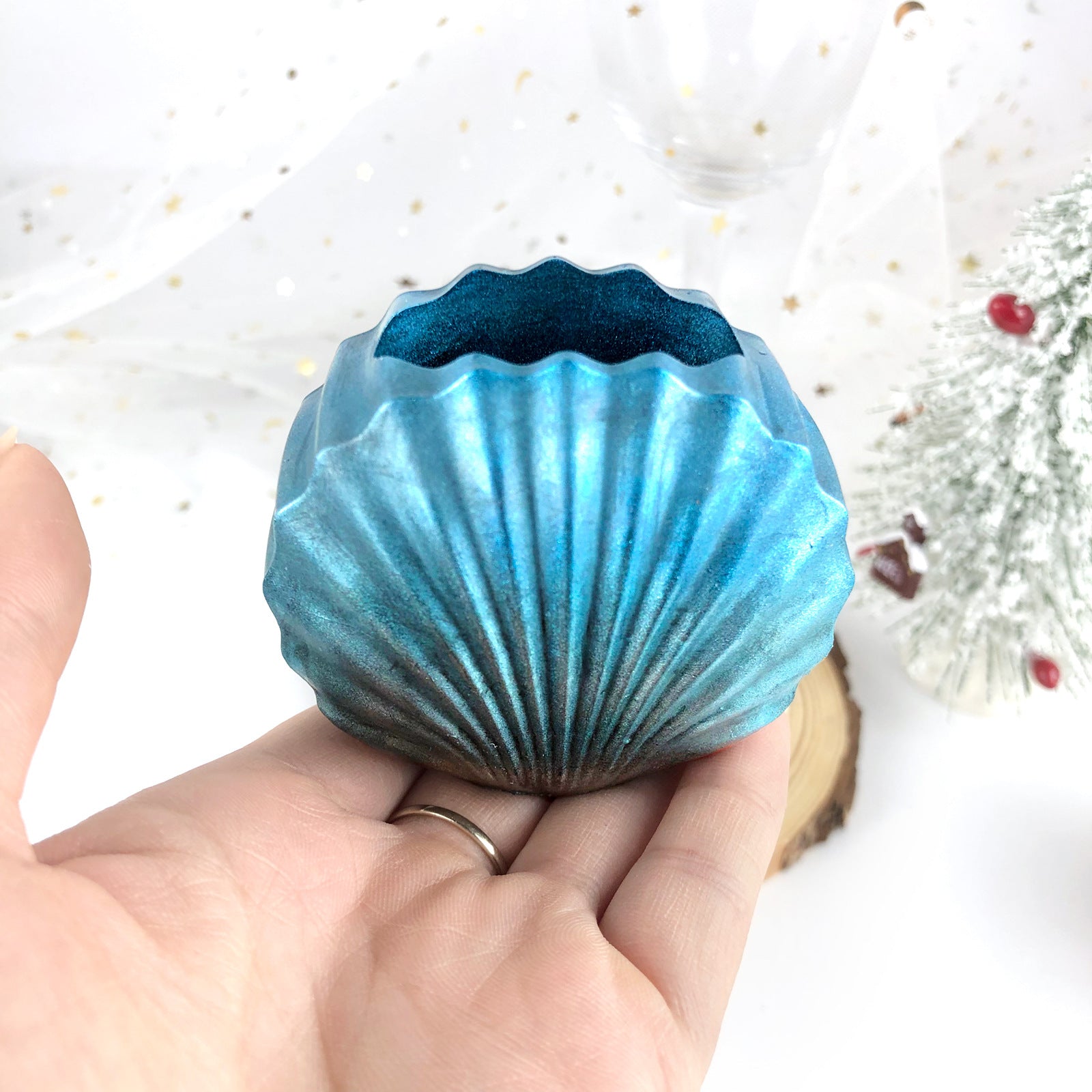 Shell Shape Flower Vase Resin Mold