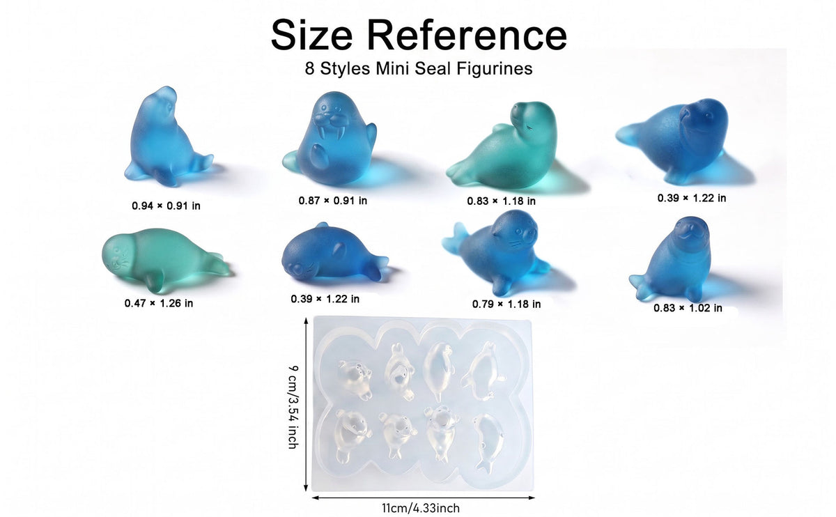 8-in-1 Mini Cute Seal Decorative Figurine Resin Mold
