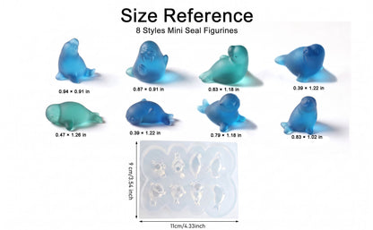 8-in-1 Mini Cute Seal Decorative Figurine Resin Mold