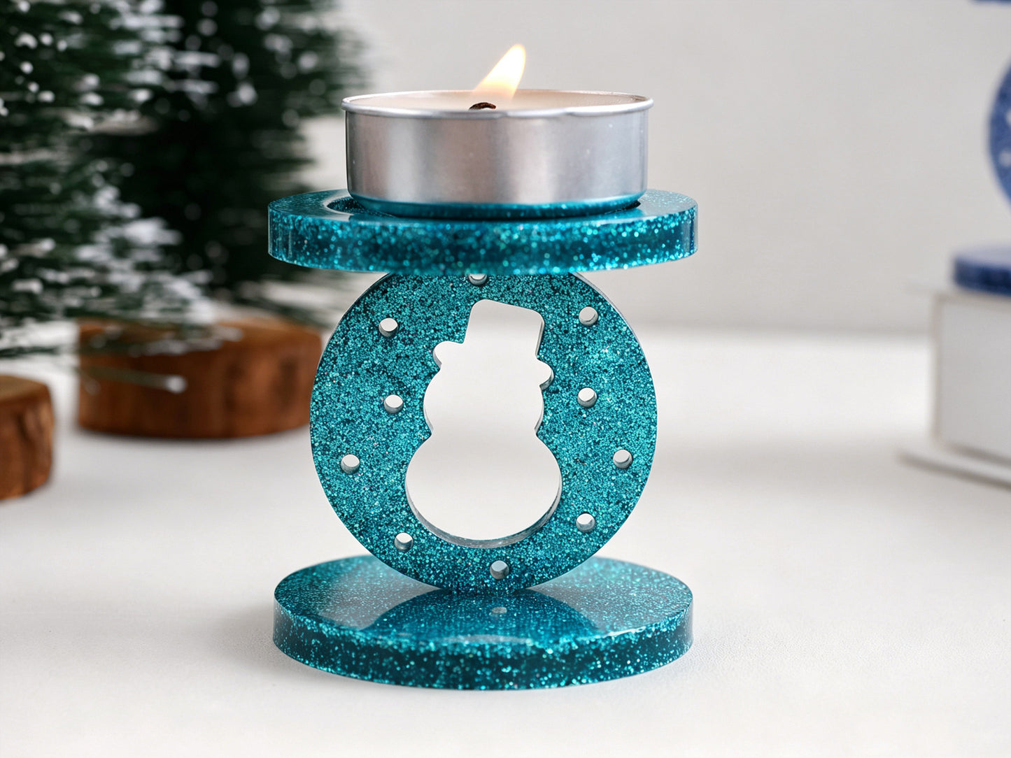 Interchangeable Christmas Elements Candle Holder Figurine Resin Mold