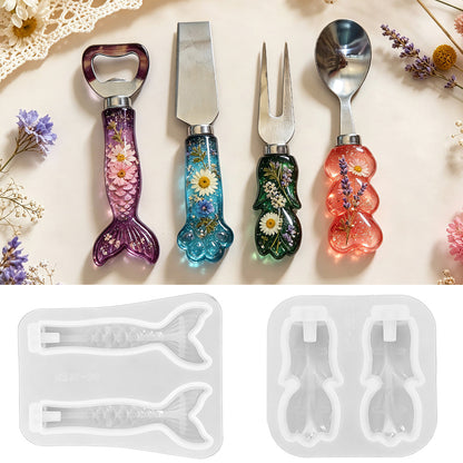 Mermaid Tail Cat Paw Heart & Tulip Resin Knife Handle Mold
