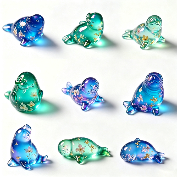 8-in-1 Mini Cute Seal Decorative Figurine Resin Mold