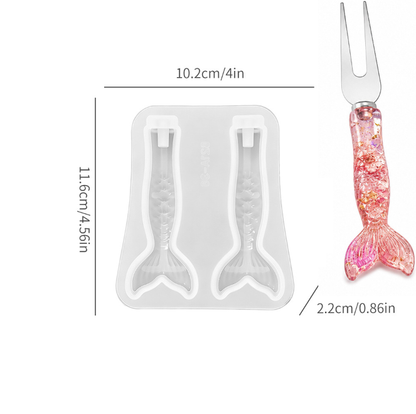 Mermaid Tail Cat Paw Heart & Tulip Resin Knife Handle Mold