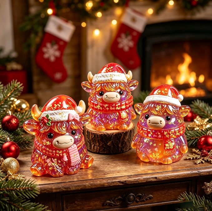 Christmas Yak Family Decorative Figurine Resin Mold Set