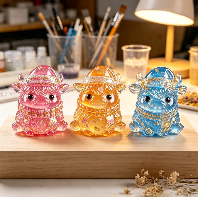 Christmas Yak Family Decorative Figurine Resin Mold Set