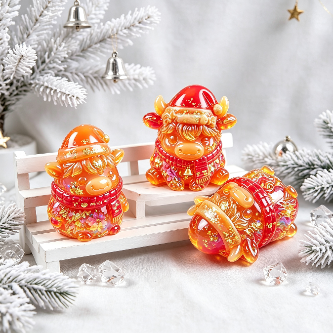 Christmas Yak Family Decorative Figurine Resin Mold Set