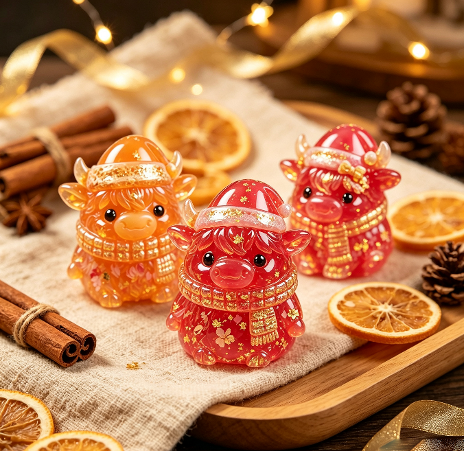 Christmas Yak Family Decorative Figurine Resin Mold Set