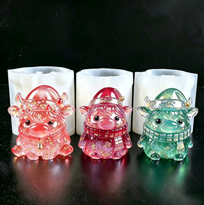 Christmas Yak Family Decorative Figurine Resin Mold Set