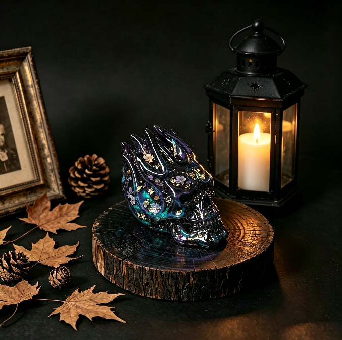 Flame Skull Figurine Resin Mold