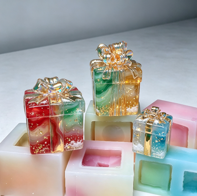 Handmade 3D Ribbon Gift Box Storage Container Resin Mold