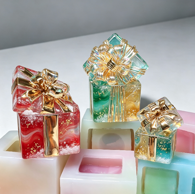 Handmade 3D Ribbon Gift Box Storage Container Resin Mold