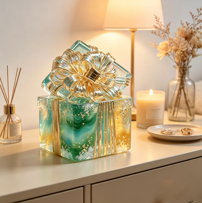Handmade 3D Ribbon Gift Box Storage Container Resin Mold