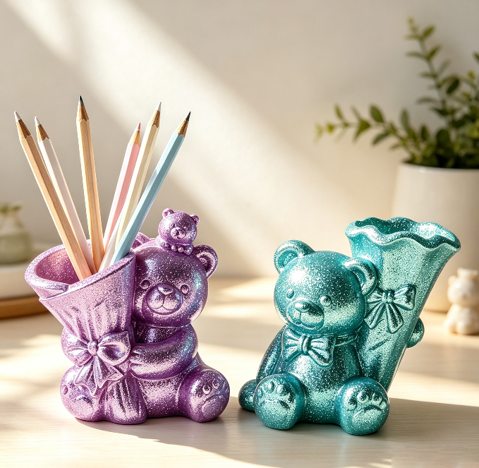 Cute Bear Flower Vase & Pen Holder Decorative Resin Mold