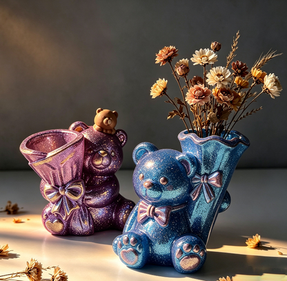 Cute Bear Flower Vase & Pen Holder Decorative Resin Mold